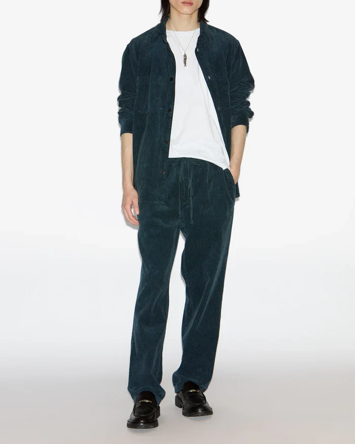 Isabel Marant Pantalon Nirlen en Velours Storm Blue