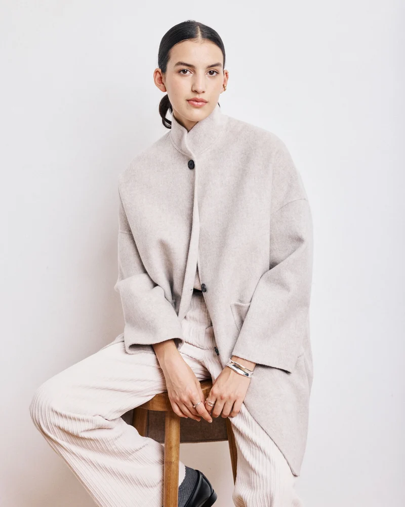 Hartford Manteau Vadim en Laine Naturel
