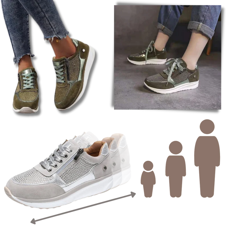 Baskets à semelles compensées avec strass