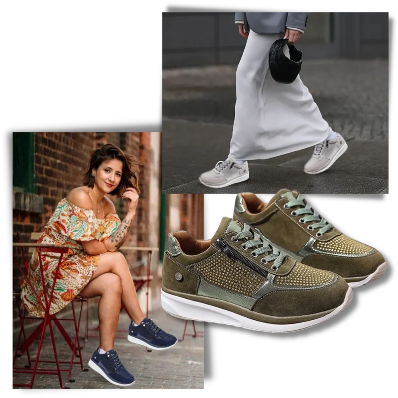 Baskets à semelles compensées avec strass