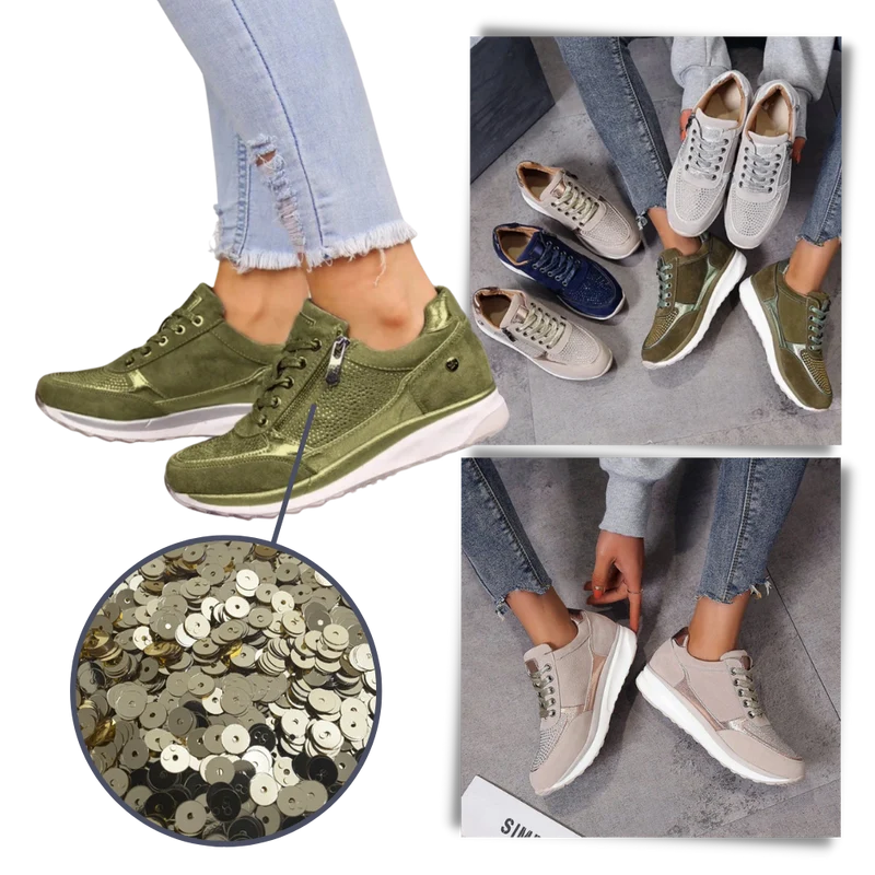 Baskets à semelles compensées avec strass