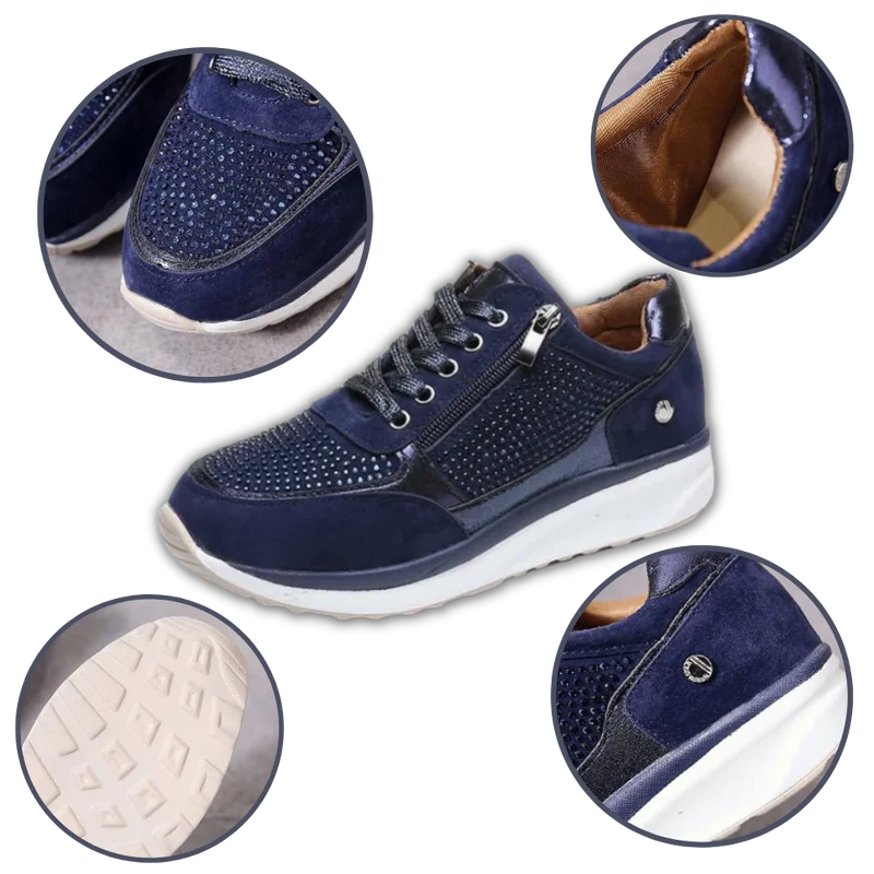 Baskets à semelles compensées avec strass