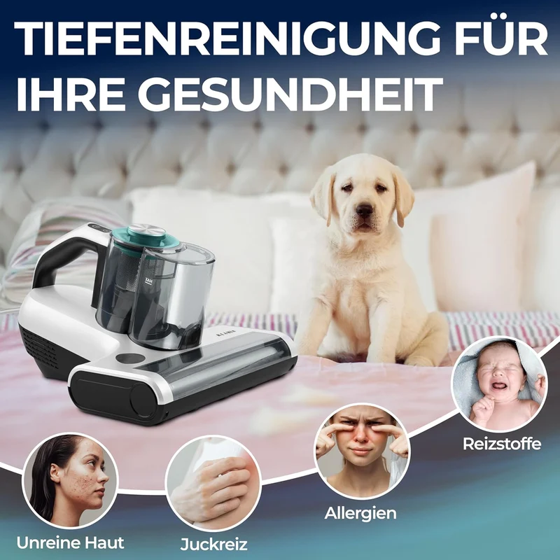 Milbenstaubsauger 450 Watt | Handstaubsauger mit 18.000 Pa, UV-Funktion und HEPA-Filter