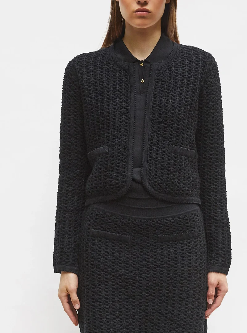 Molli Veste Diane en maille Tweedée Noir Profond