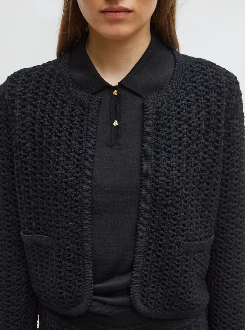 Molli Veste Diane en maille Tweedée Noir Profond