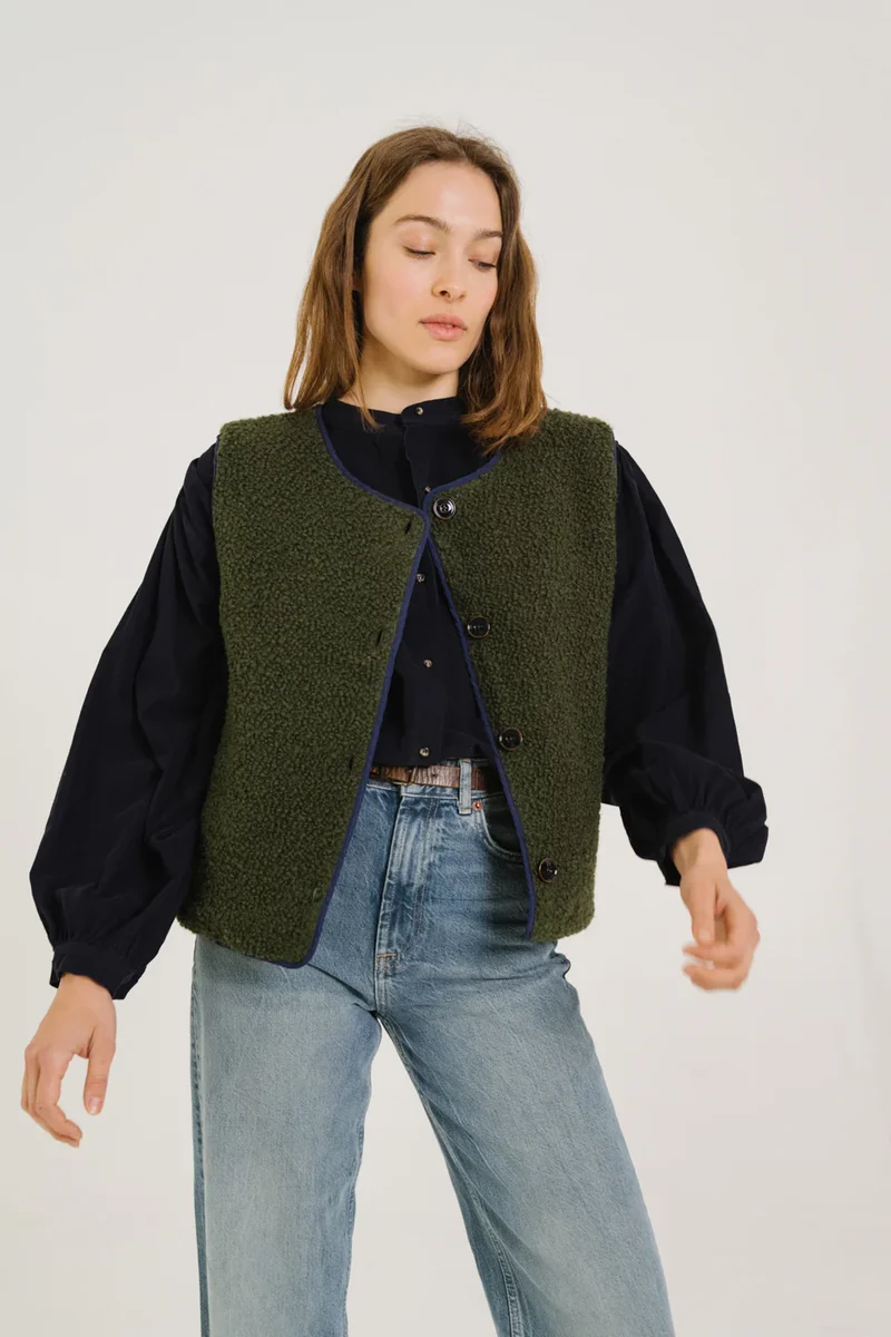 SacreCoeur Gilet Salyna en Laine Green