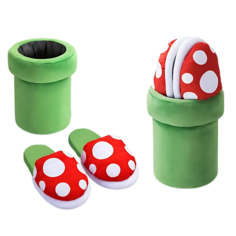 Pantoufles plante piranha de Mario en peluche