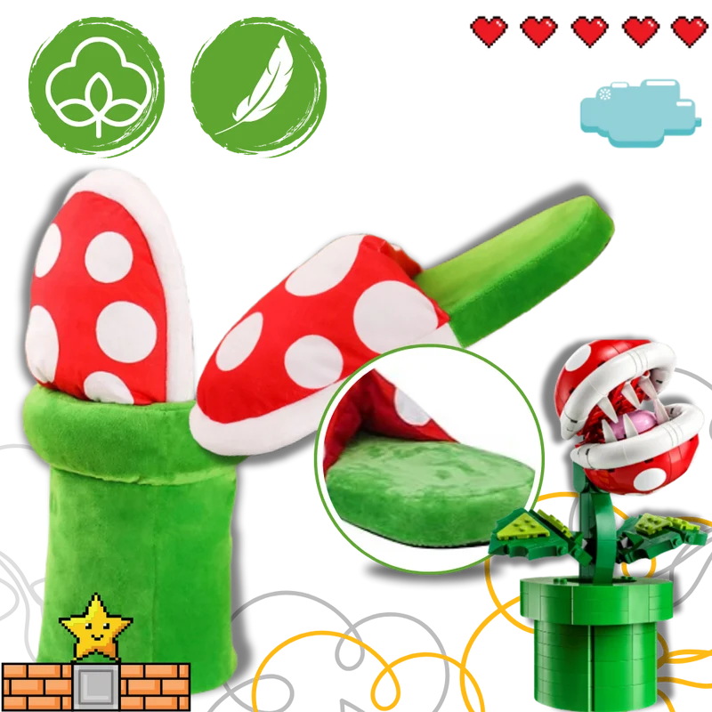 Pantoufles plante piranha de Mario en peluche