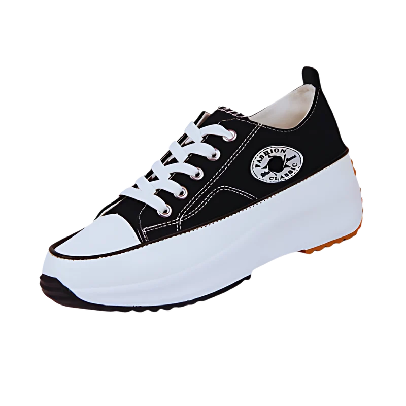 Sneakers anti-dérapantes en toile confortablement surélevées