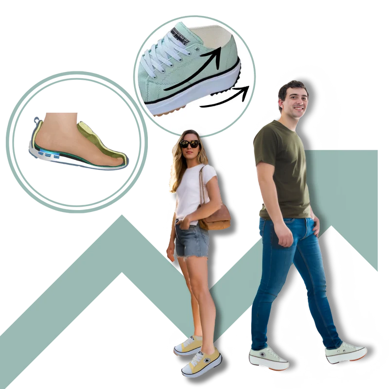 Sneakers anti-dérapantes en toile confortablement surélevées