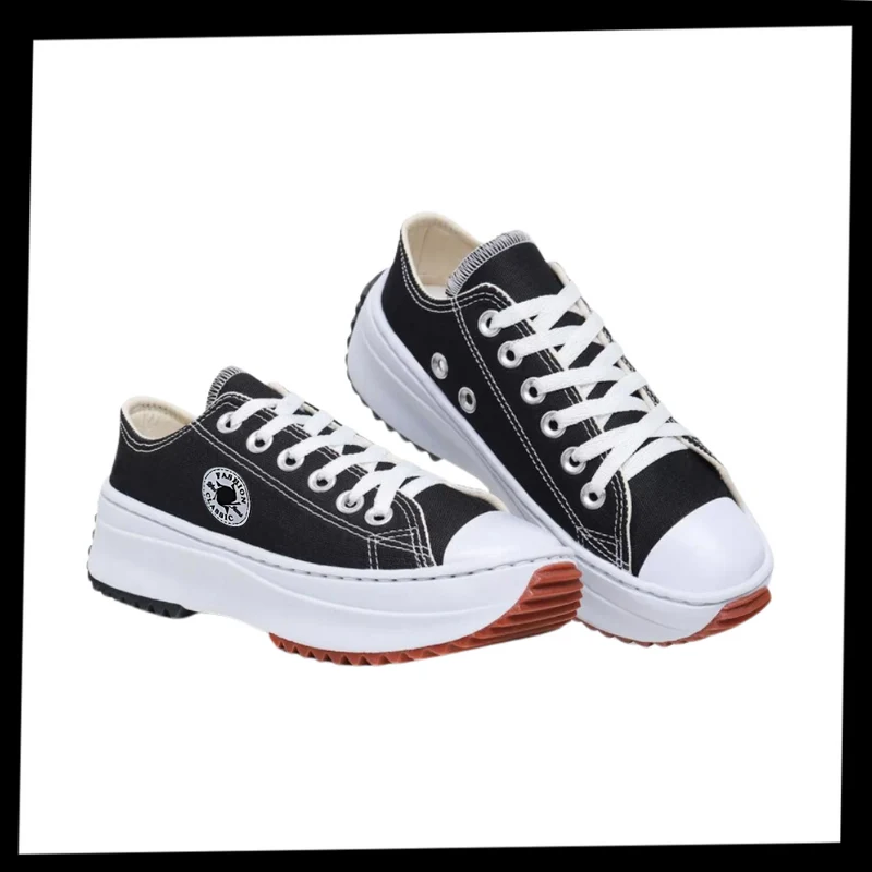 Sneakers anti-dérapantes en toile confortablement surélevées