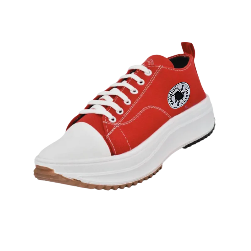 Sneakers anti-dérapantes en toile confortablement surélevées