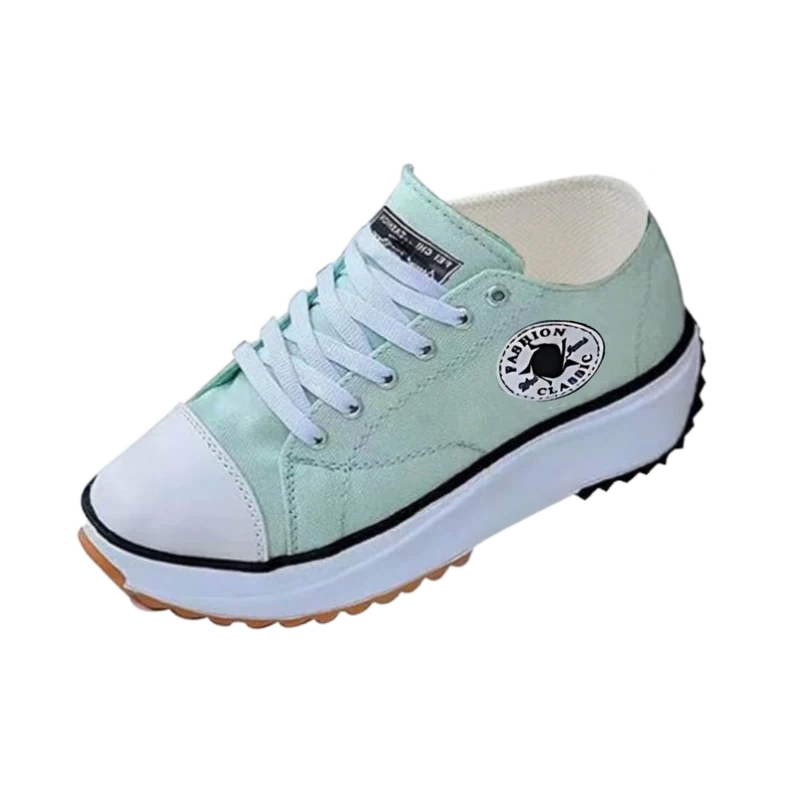 Sneakers anti-dérapantes en toile confortablement surélevées
