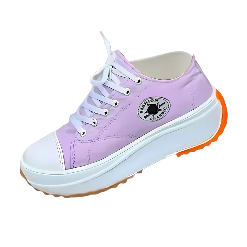Sneakers anti-dérapantes en toile confortablement surélevées
