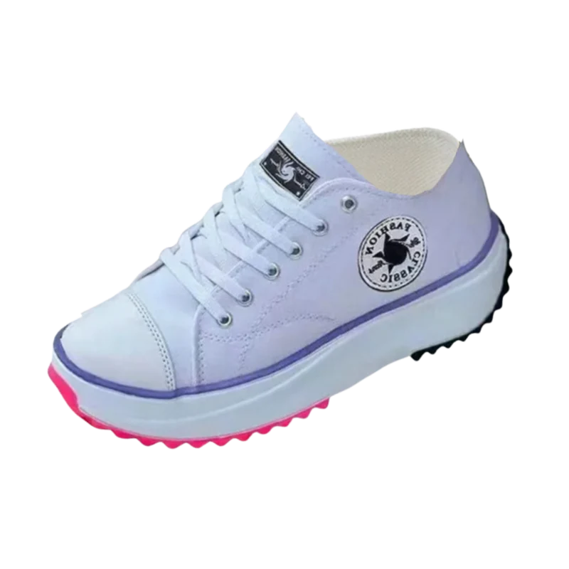 Sneakers anti-dérapantes en toile confortablement surélevées