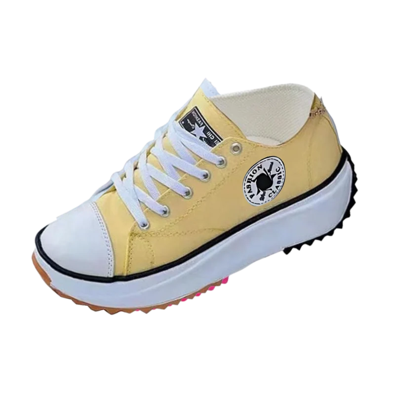 Sneakers anti-dérapantes en toile confortablement surélevées