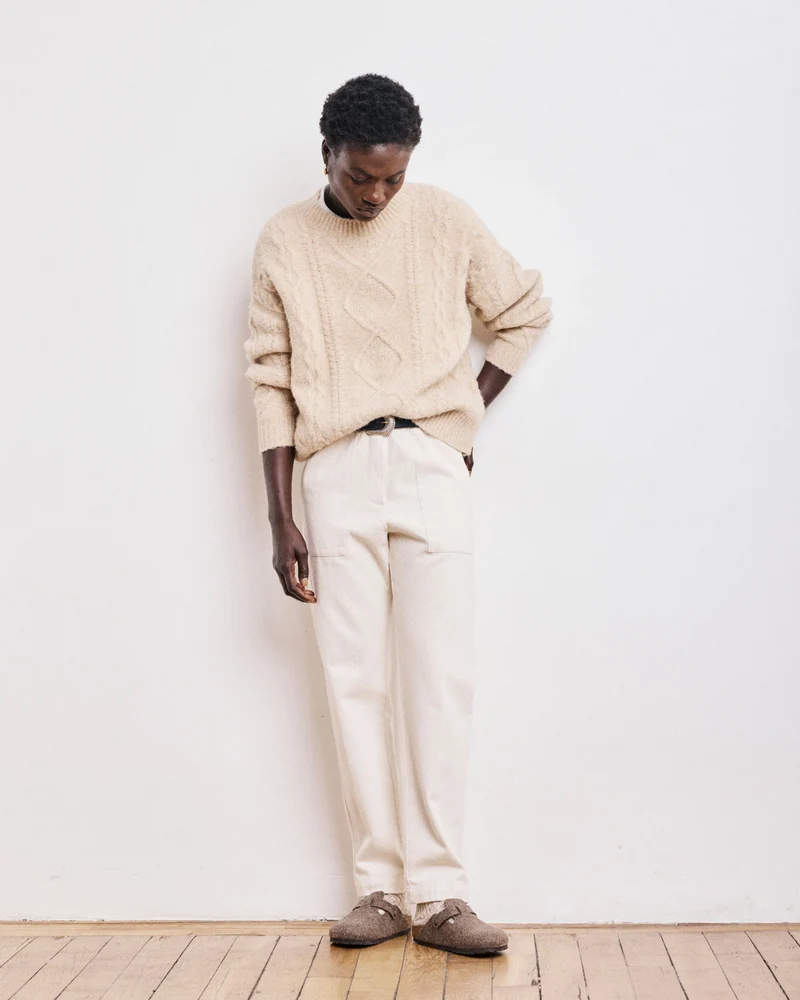 Hartford Pantalon Paisible en Coton Brossé Ecru