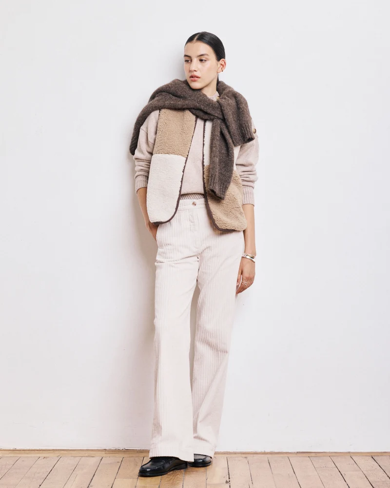 Hartford Gilet Veepie en Patchwork Beige Ecru