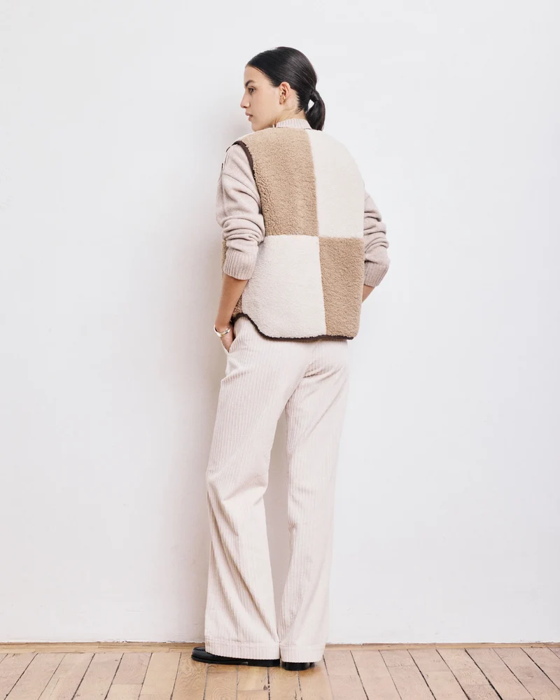 Hartford Gilet Veepie en Patchwork Beige Ecru