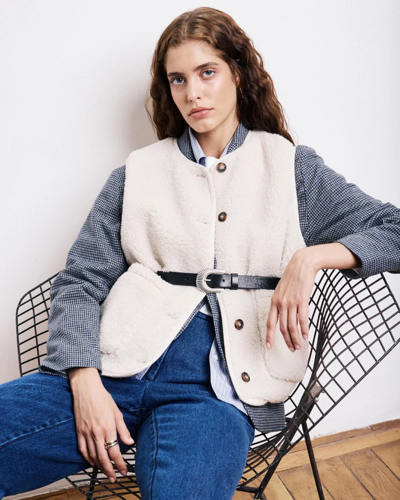 Hartford Gilet Veon en Sherpa Ecru