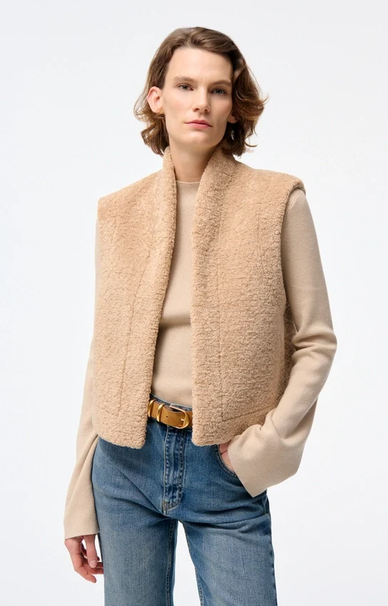 Vanessa bruno Gilet Daman Sans Manches Biscuit