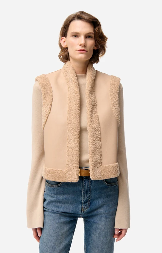 Vanessa bruno Gilet Daman Sans Manches Biscuit