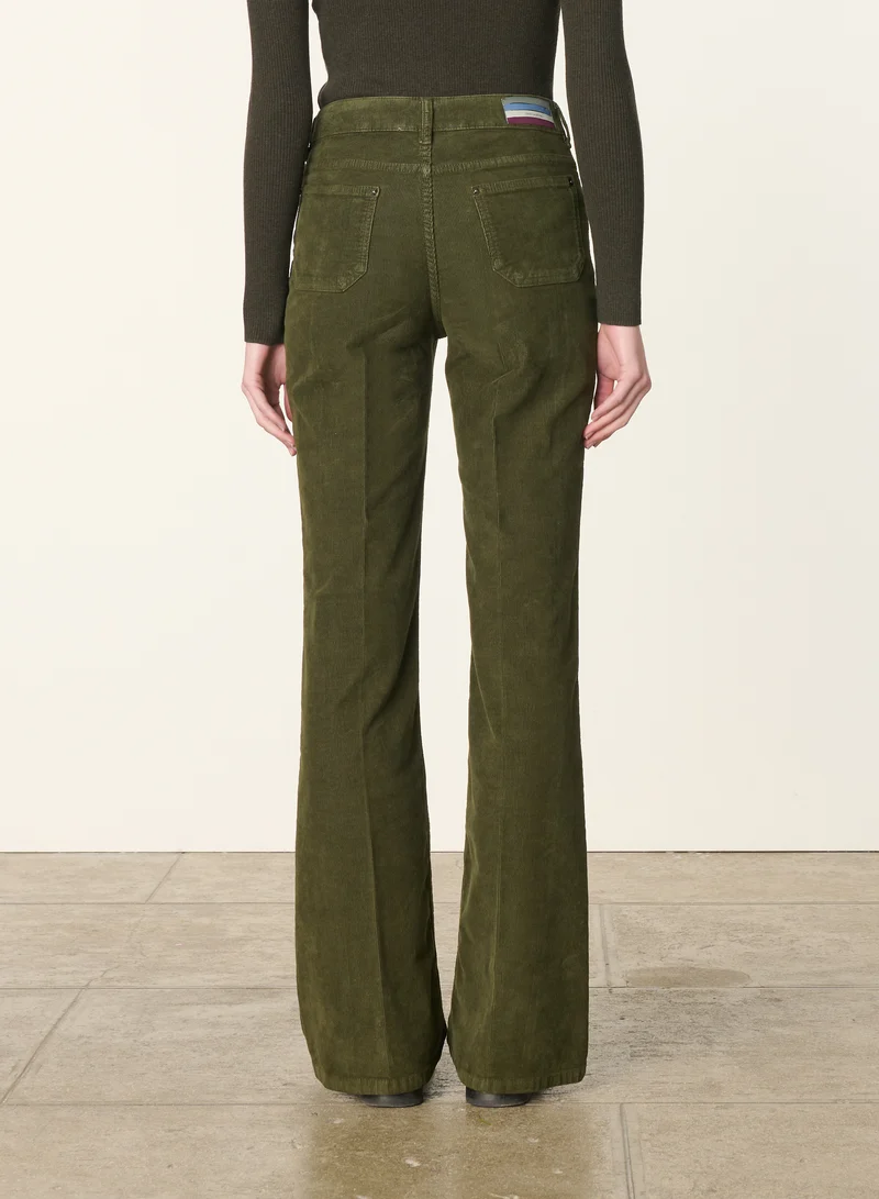 Vanessa bruno Pantalon Dompay Flare en Velours Vert Fonce