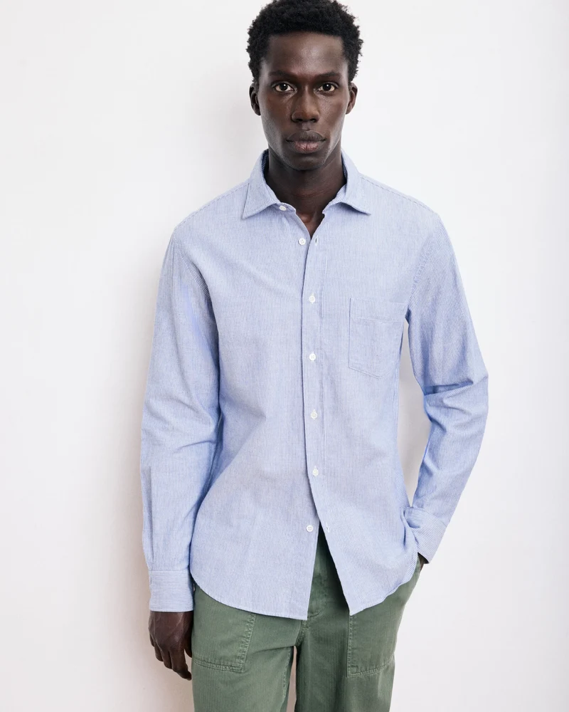 Hartord Chemise Paul en Coton Brossé Bleu Indigo