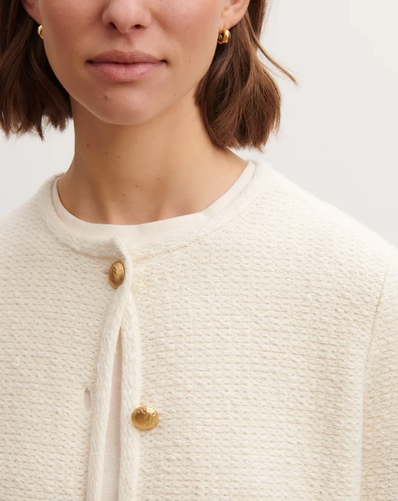Eric Bompard Veste en Jacquard en Laine Cachemire Naturel