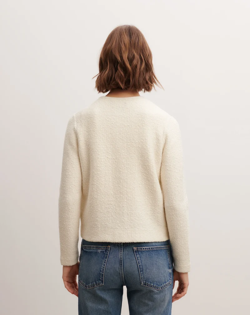Eric Bompard Veste en Jacquard en Laine Cachemire Naturel