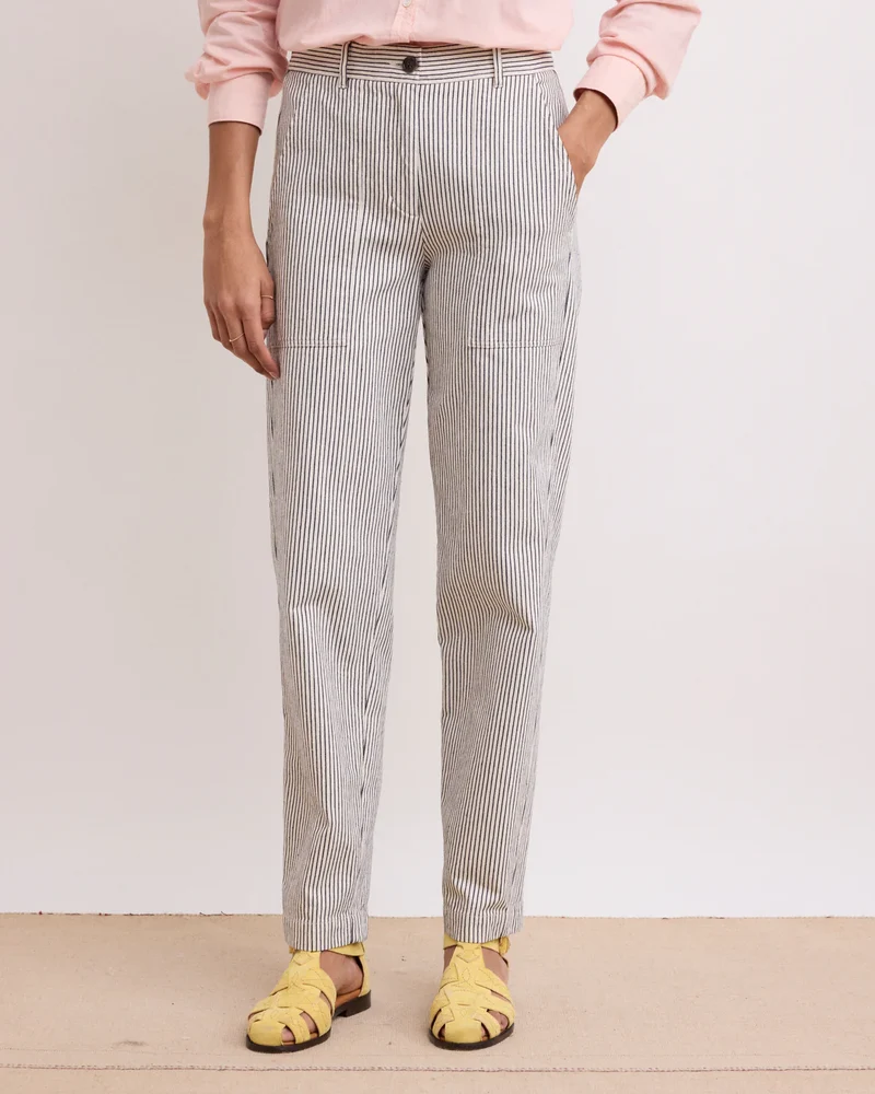 Hartford Pantalon Pastora en Twill White Blue