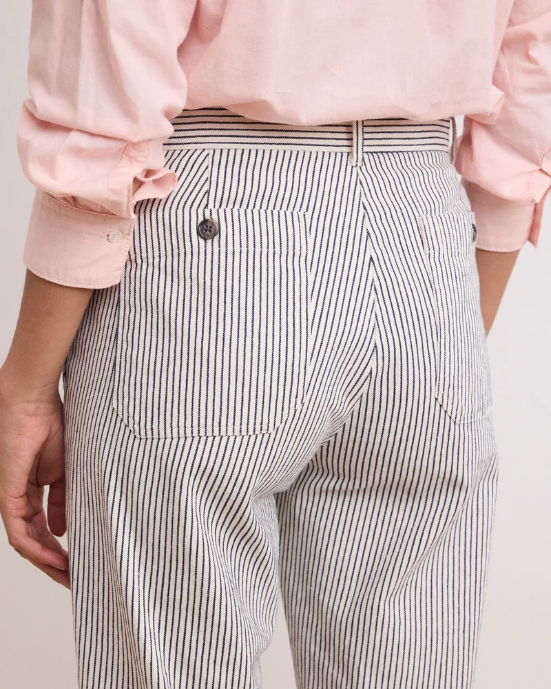 Hartford Pantalon Pastora en Twill White Blue