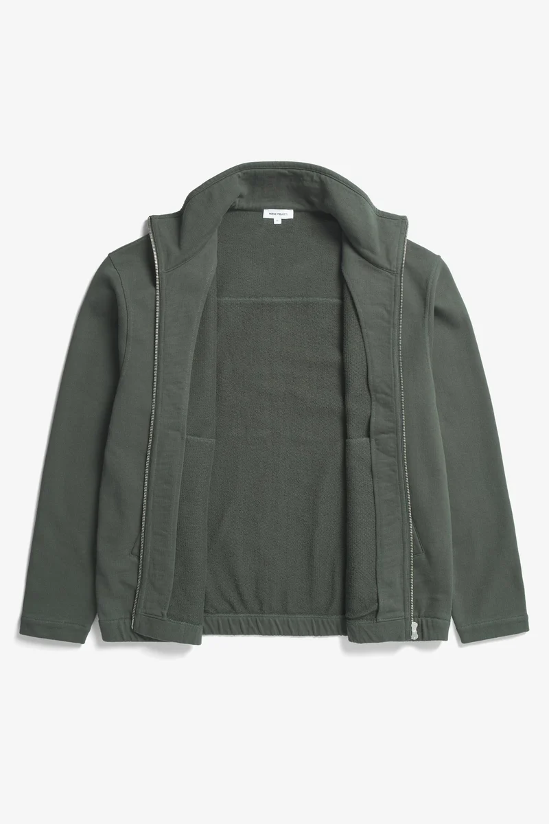 Norse Projects Veste Bjorn Relaxed Organic Loopbac Black Olive