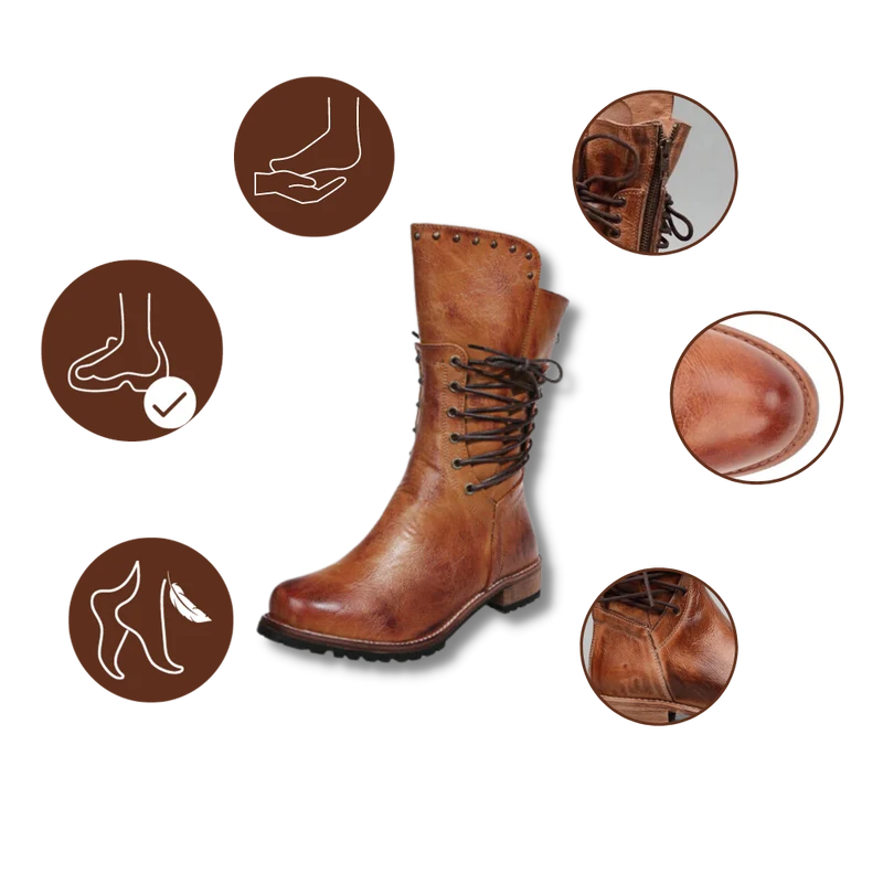 Bottines vintage en cuir PU
