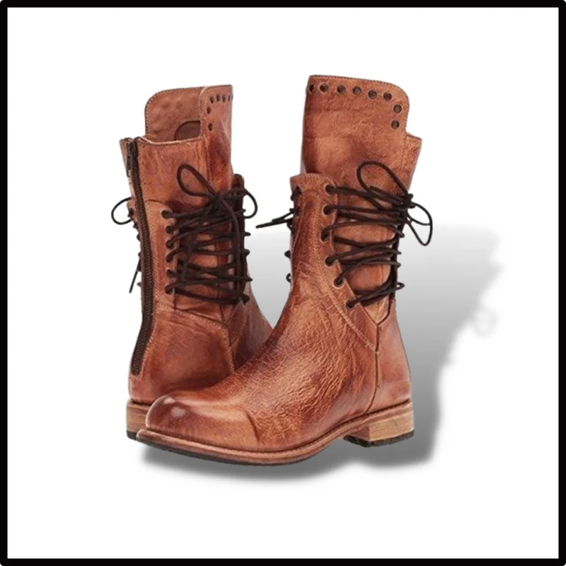 Bottines vintage en cuir PU