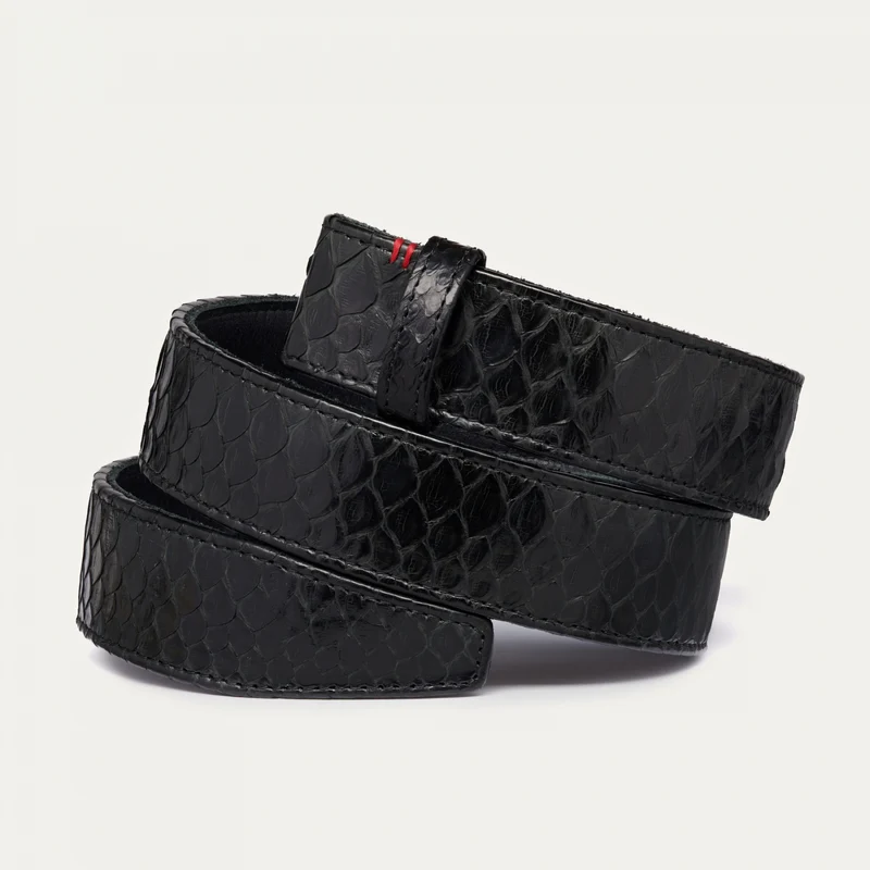 Claris Virot Ceinture Sans Boucle Python Noir