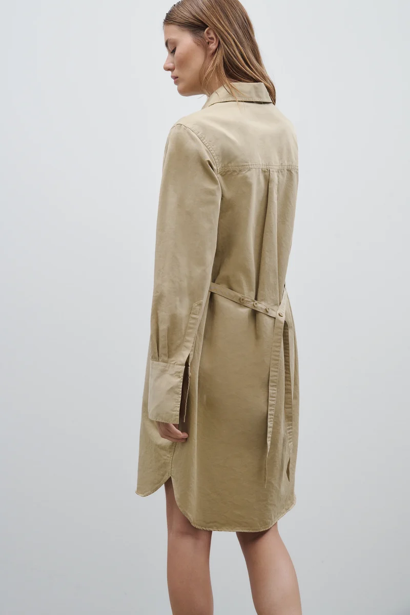 Closed Robe en Coton Lin Warm Sand