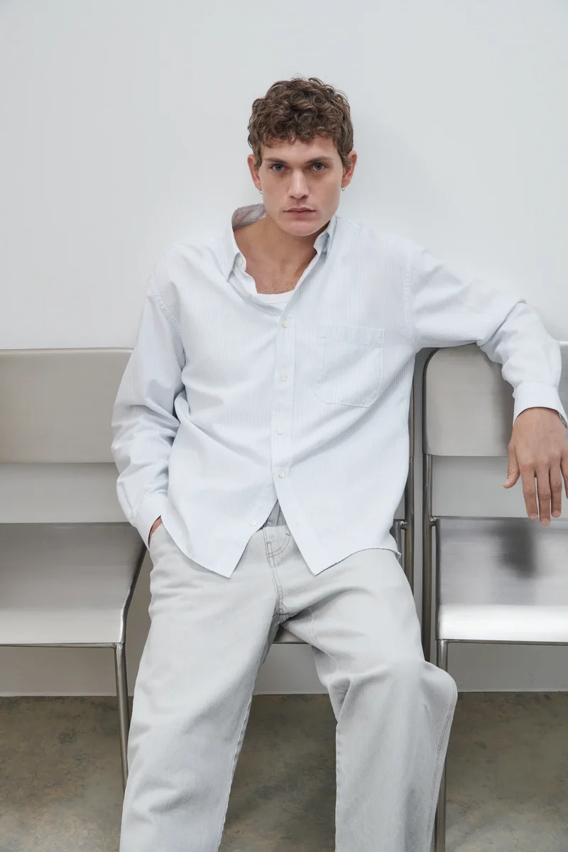 Closed Chemise Oxford à Rayures Light Sky Blue