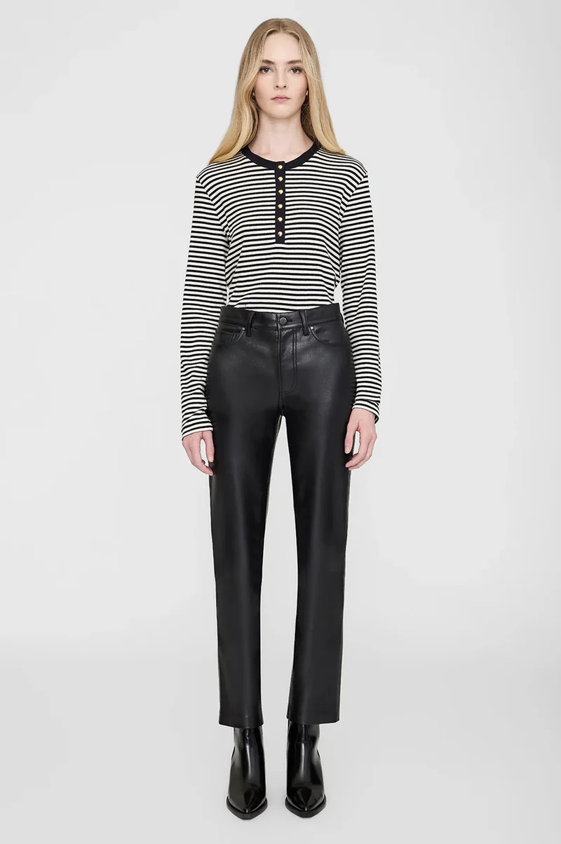 Anine Bing Pantalon Bruno en Cuir Black