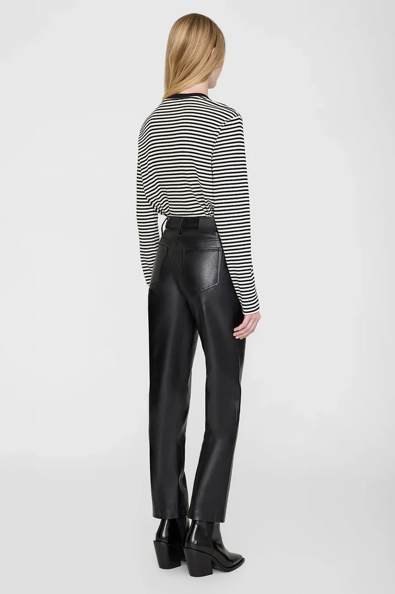 Anine Bing Pantalon Bruno en Cuir Black