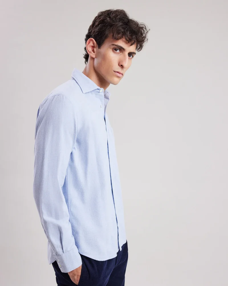 Hartord Chemise Paul en Flanelle de Coton Bleu