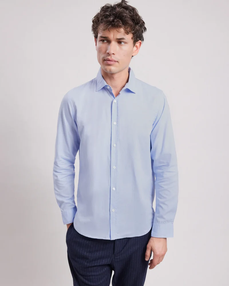 Hartord Chemise Sammy en Piqué de Coton Bleu