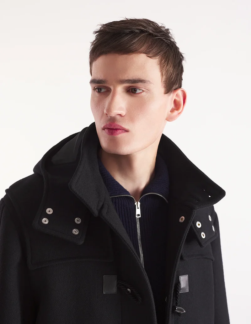 Maison Kitsuné Duffle Coat en Laine Black