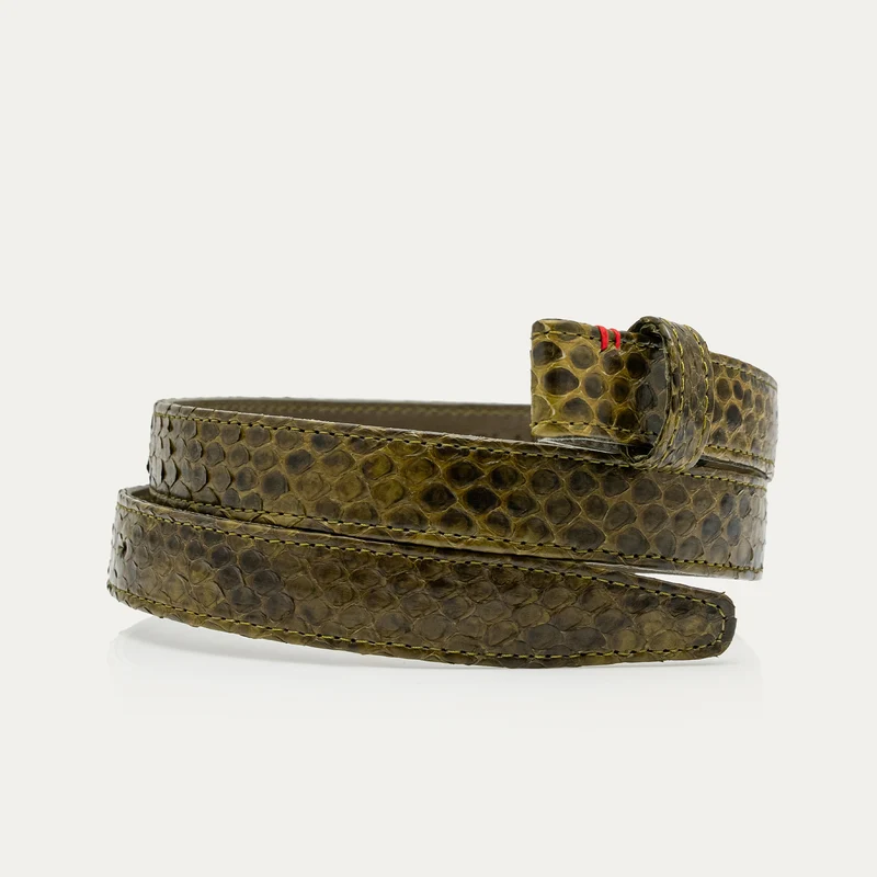 Claris Virot Ceinture Baby Sans Boucle Python Kaki