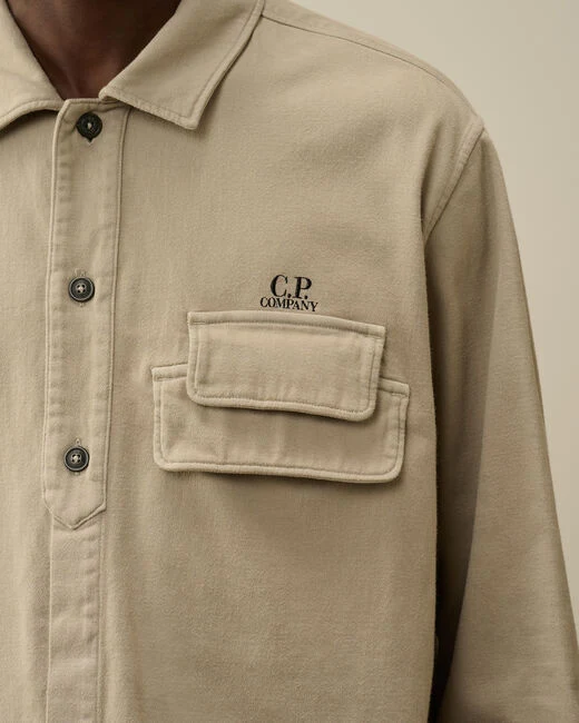 C.P. Company Chemise en Satin de Coton Vintage Khaki
