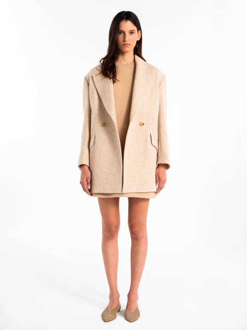 Margaux Lonnberg Robe Grape en Laine Beige