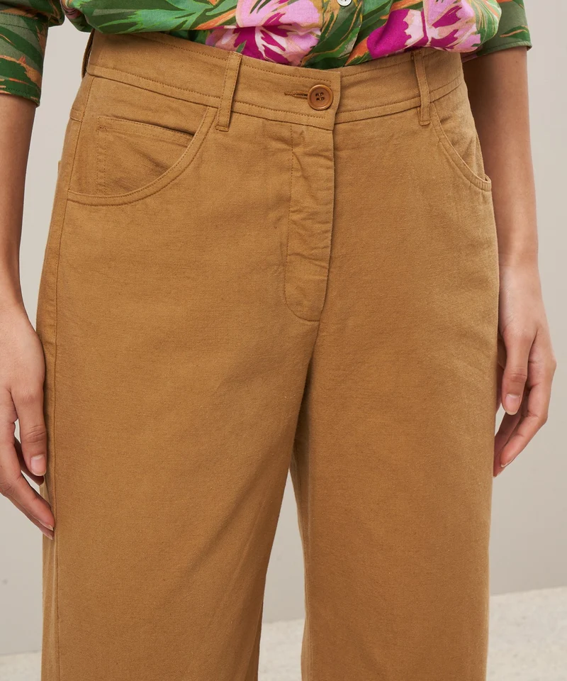 Hartford Pantalon Paradis en Lin Cappuccino