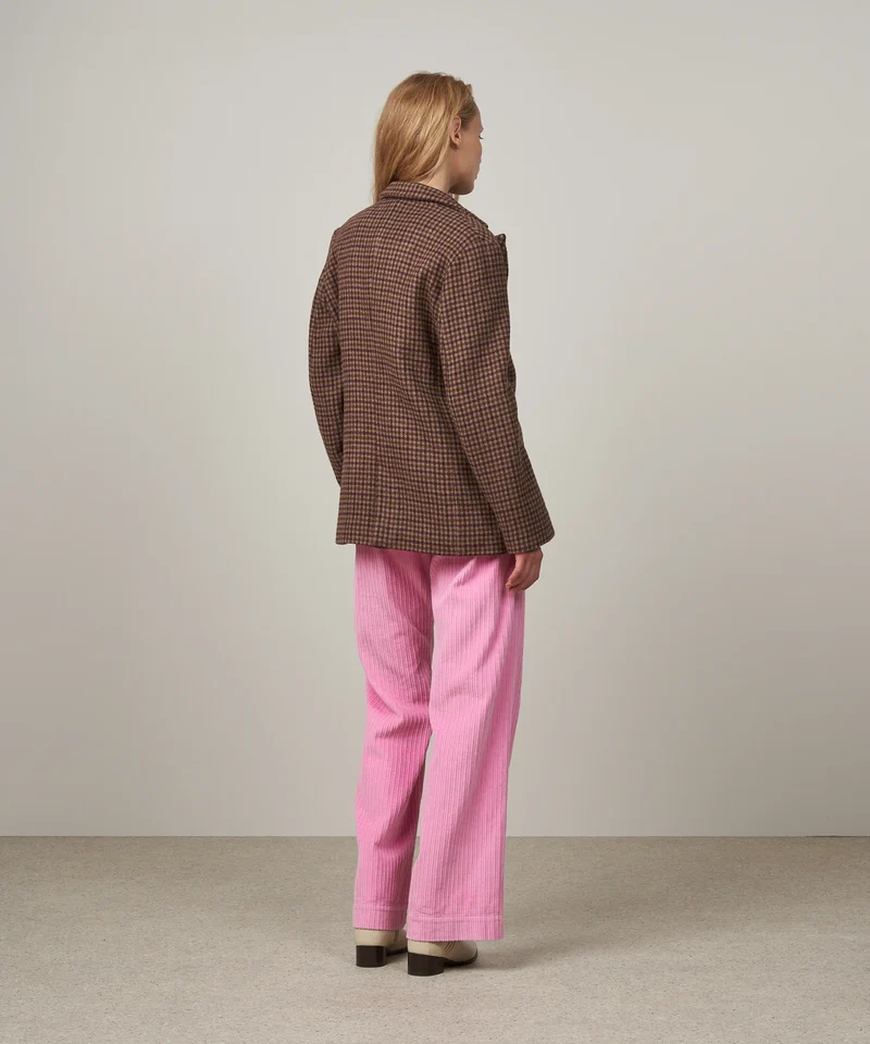 Hartford Veste Velize en laine marron & rose