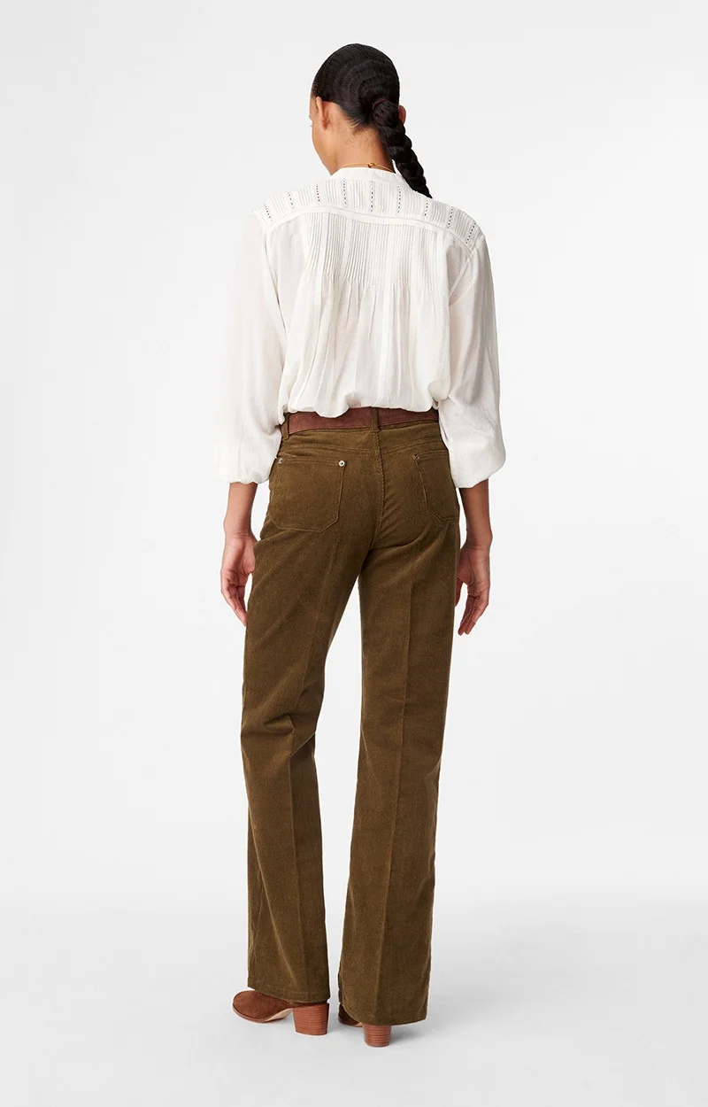 Vanessa bruno Pantalon Flare Dompay en Velours Kaki