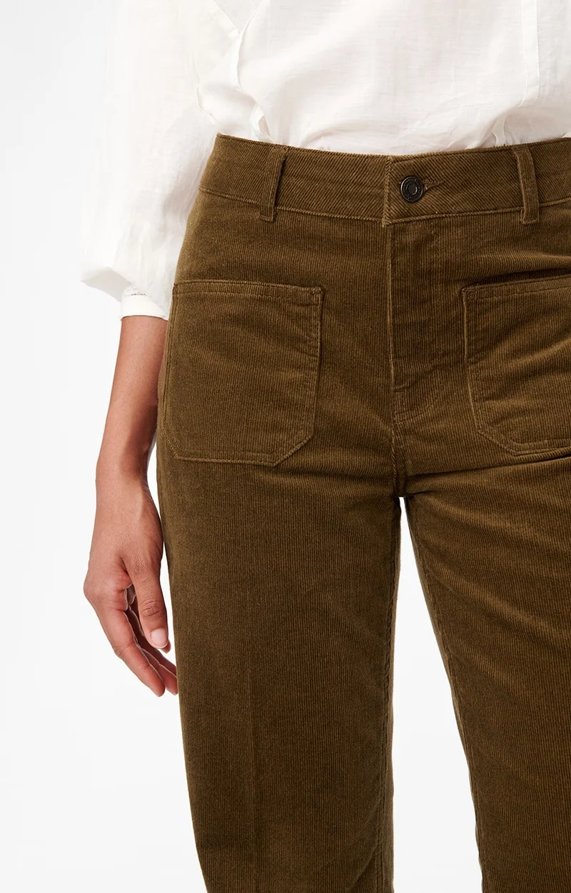 Vanessa bruno Pantalon Flare Dompay en Velours Kaki